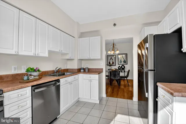 a kitchen with a sink cabinets and stainless steel appliances