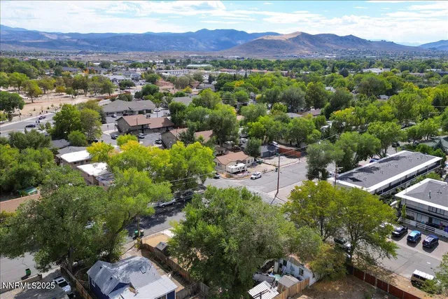 a view of a city with a mountain