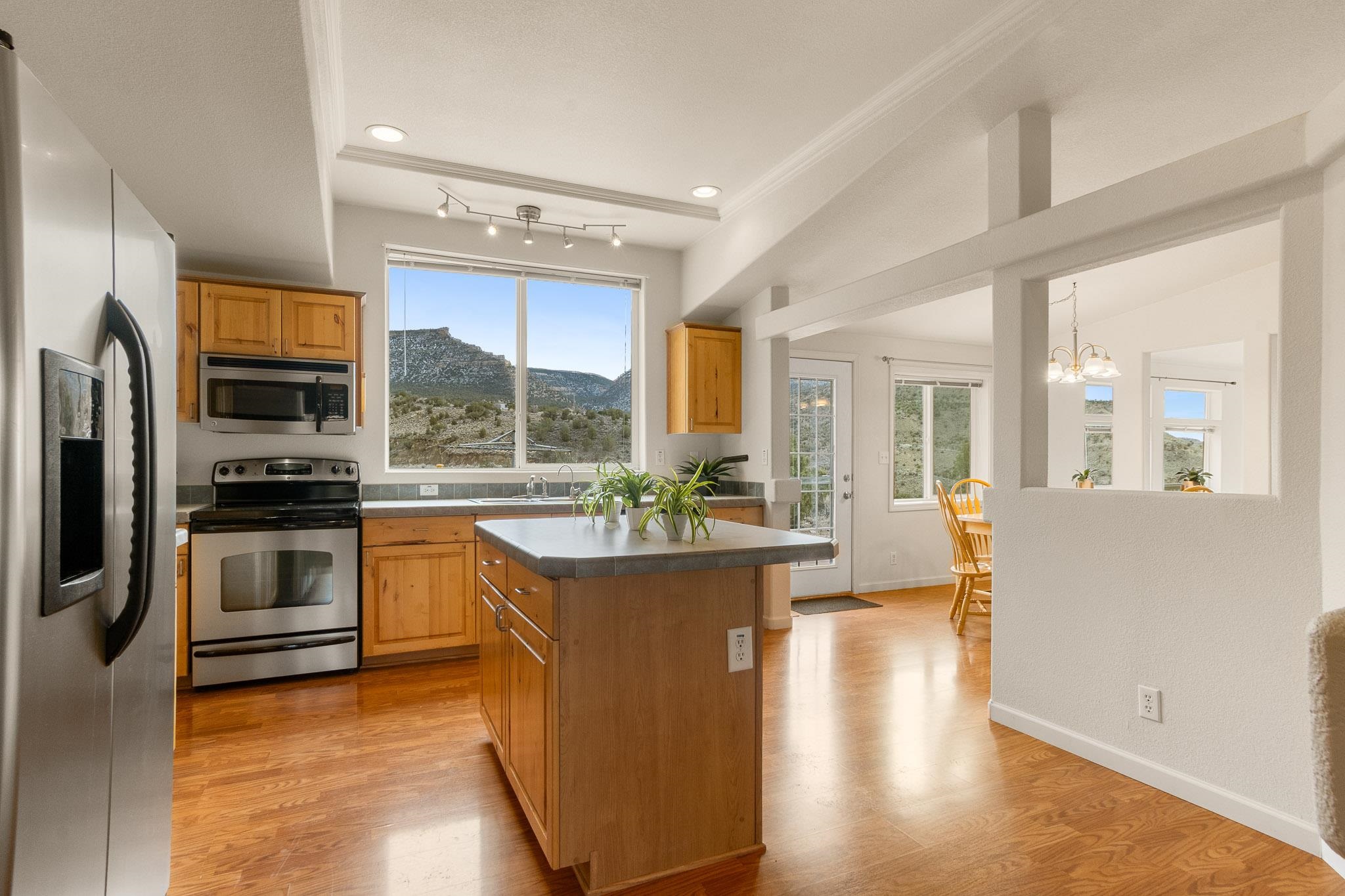 3984 Rapid Creek Road Palisade, CO 81526 - Photo 9 of 30 a kitchen with stainless steel appliances a stove a sink and a refrigerator