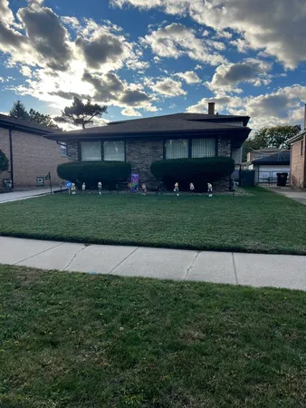 a view of a yard in front of a house