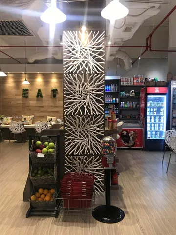 a view of a hallway of the building