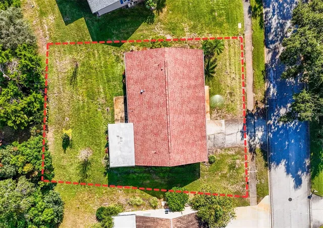 an aerial view of a house