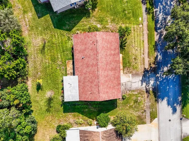 an aerial view of a house