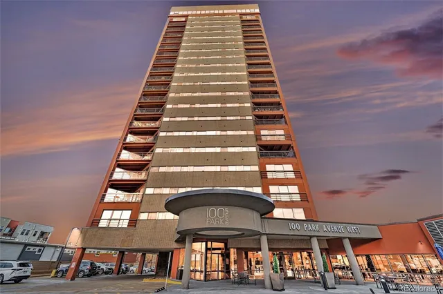 a front view of a multi story building