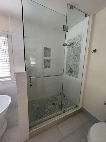 a bathroom with a shower