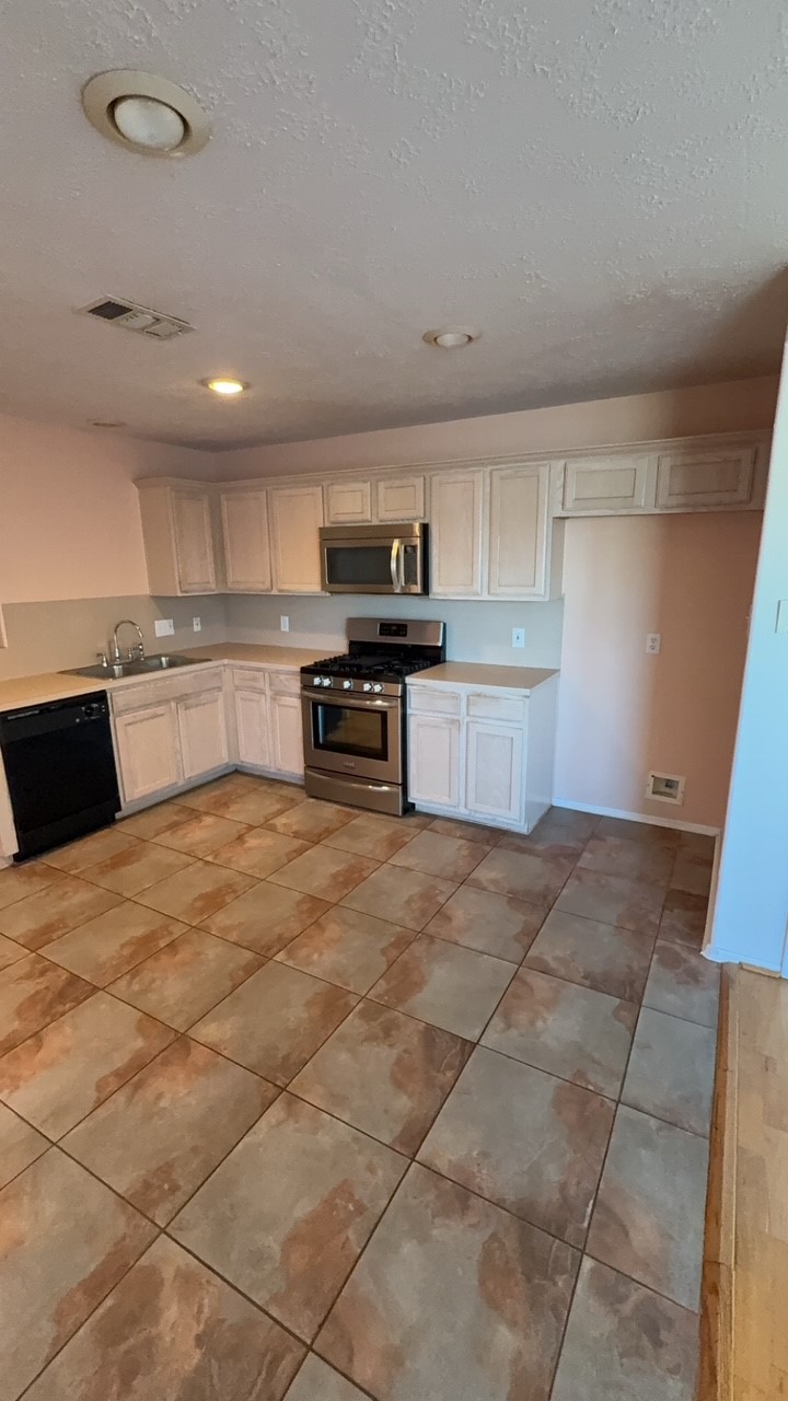 6014 Pinacle Point Houston, TX 77085 - Photo 13 of 27 a kitchen with a stove a sink and a refrigerator
