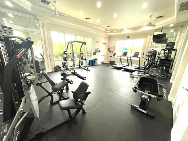 a view of a room with gym equipment