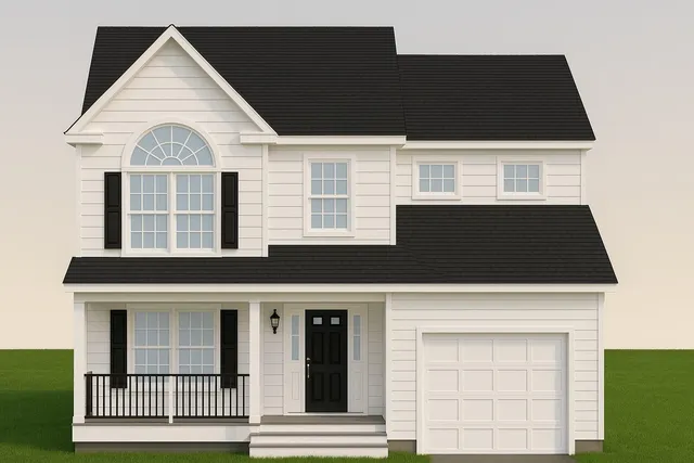 a front view of a house with a door