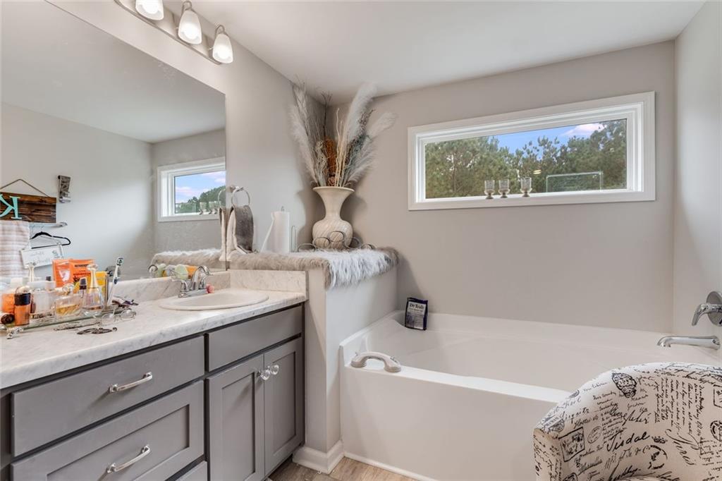 227 Waters Edge Parkway Temple, GA 30179 - Photo 8 of 26 a bathroom with a tub sink and mirror