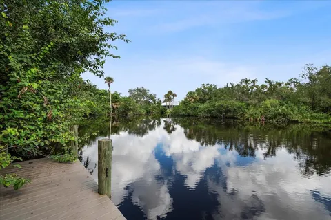 a view of a lake in a forest