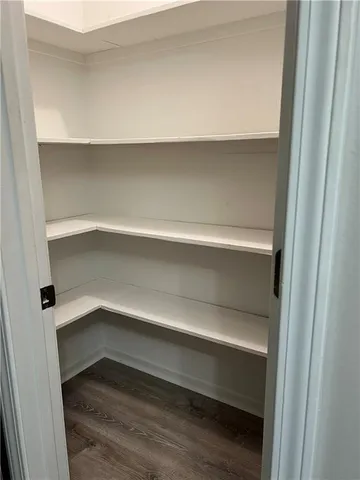 a view of an empty walk in closet