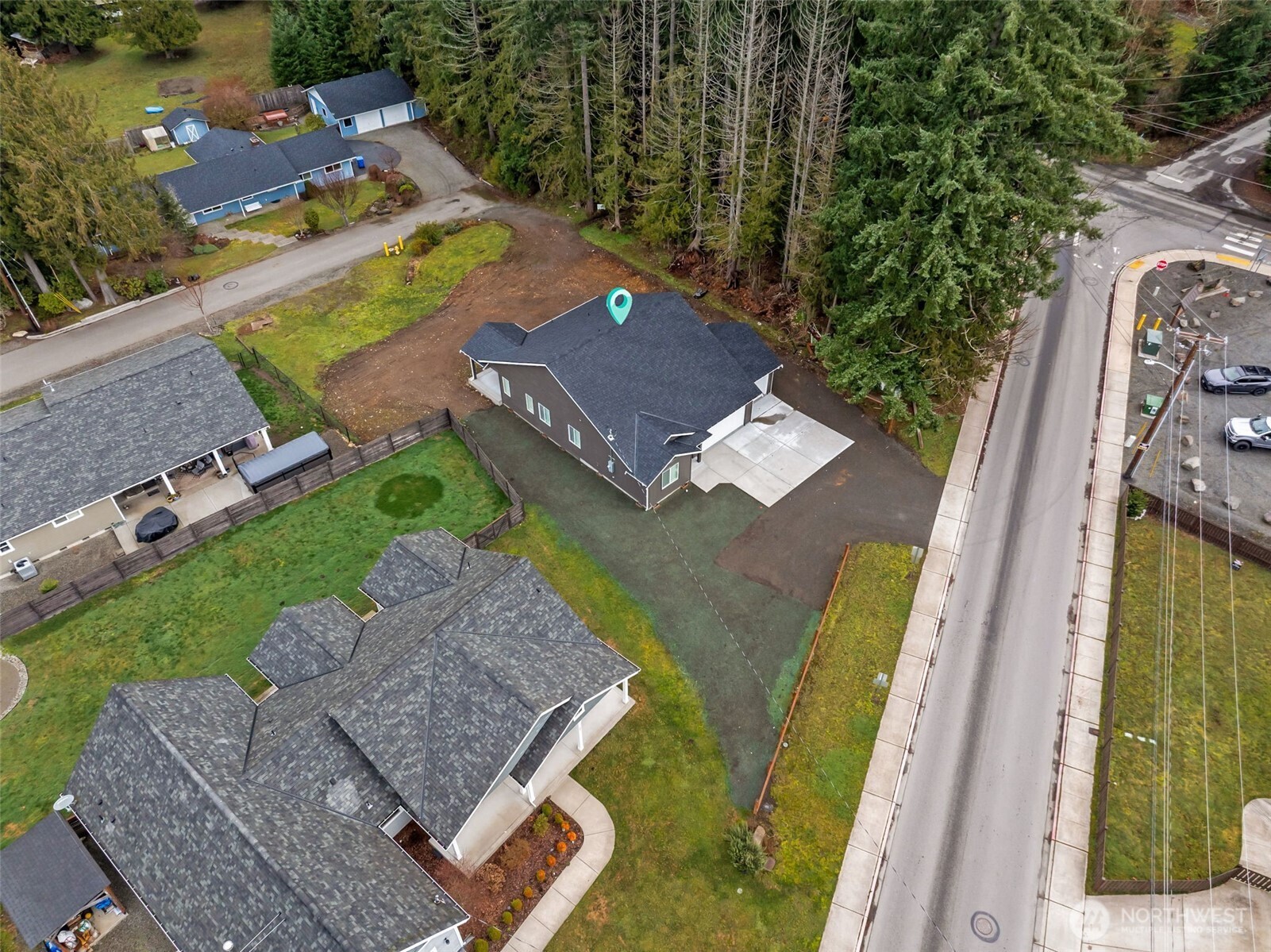 401 Pershing Avenue Carbonado, WA 98323 - Photo 36 of 38 an aerial view of a house with a swimming pool