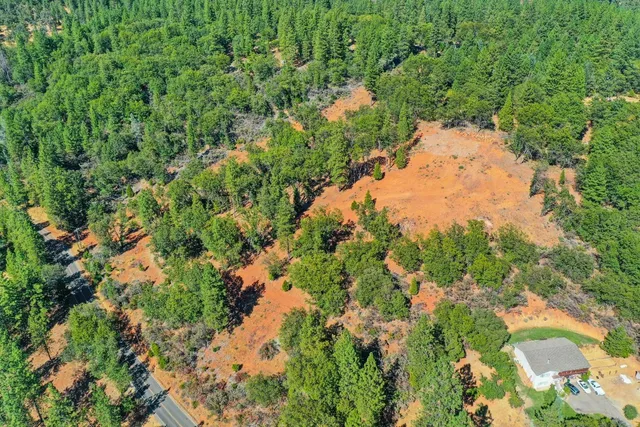 a view of outdoor space with trees all around