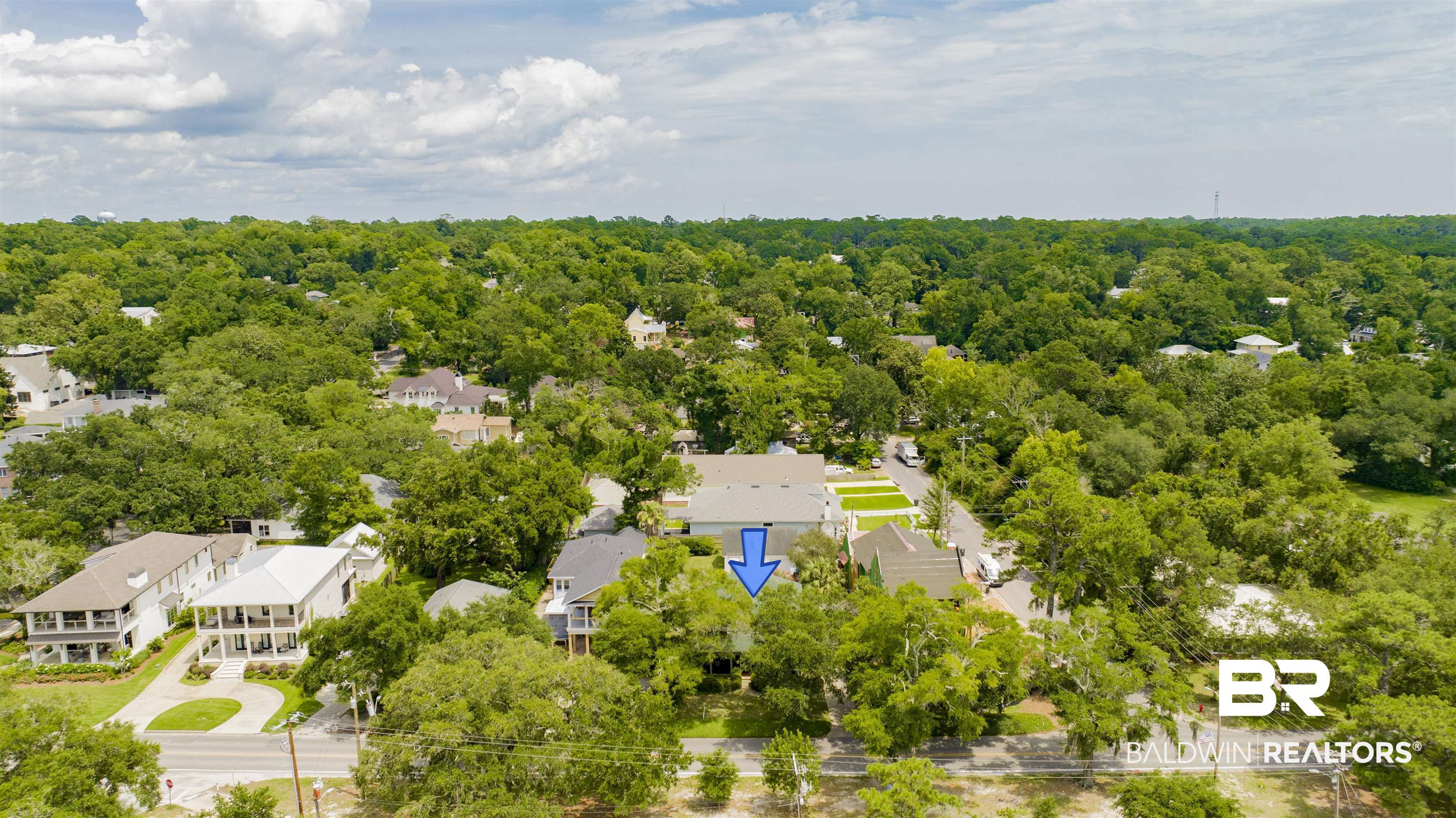 409 South Mobile Street Fairhope, AL 36532 - Photo 44 of 48 Aerial perspective of suburban area
