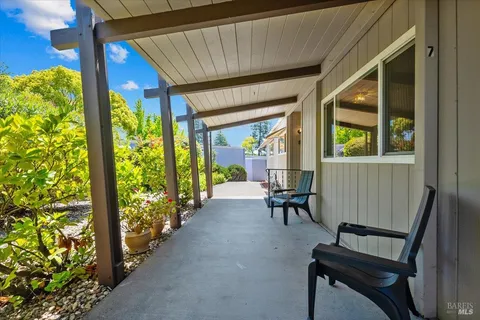 a view of an outdoor space with seating area