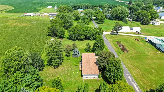 a view of a lake with a yard