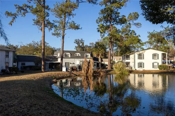 a view of a lake with houses