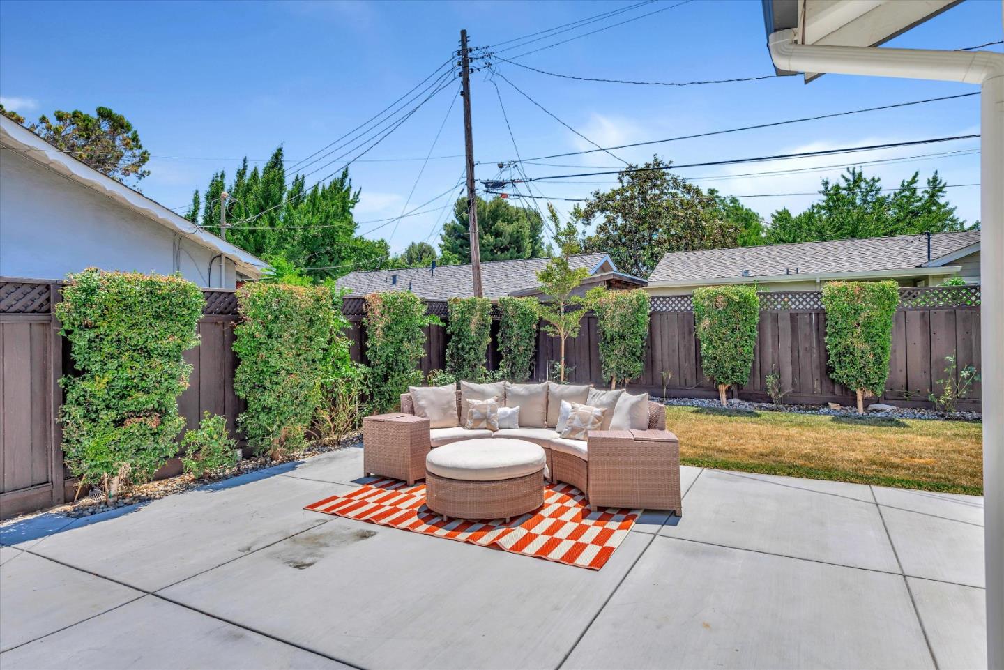 1314 Crestfield Drive San Jose, CA 95125 - Photo 35 of 43 a view of a patio with table and chairs potted plants with wooden fence