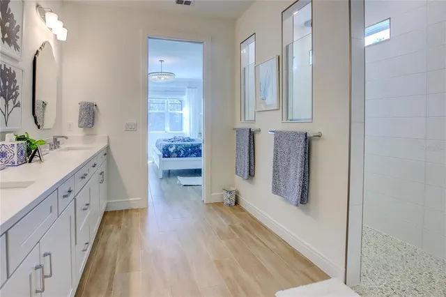 a bathroom with a shower