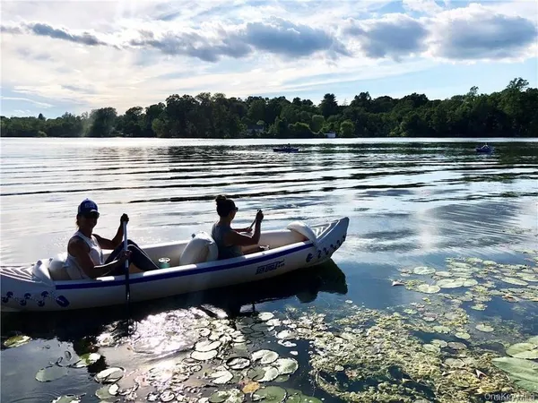a view of a park with swings