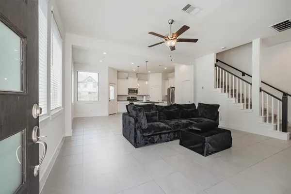 a living room with furniture