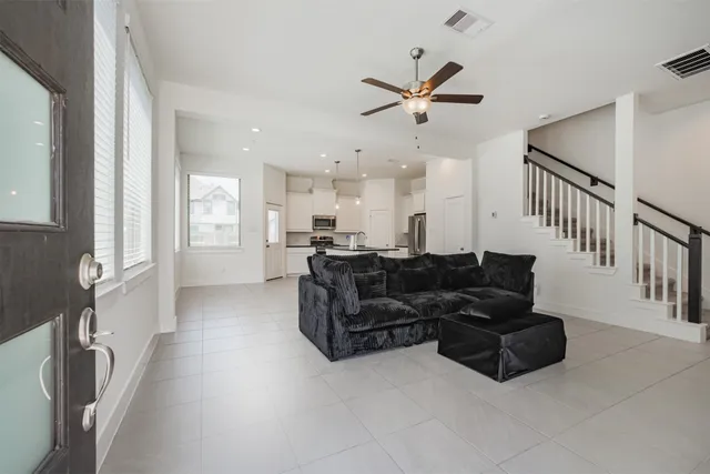 a living room with furniture