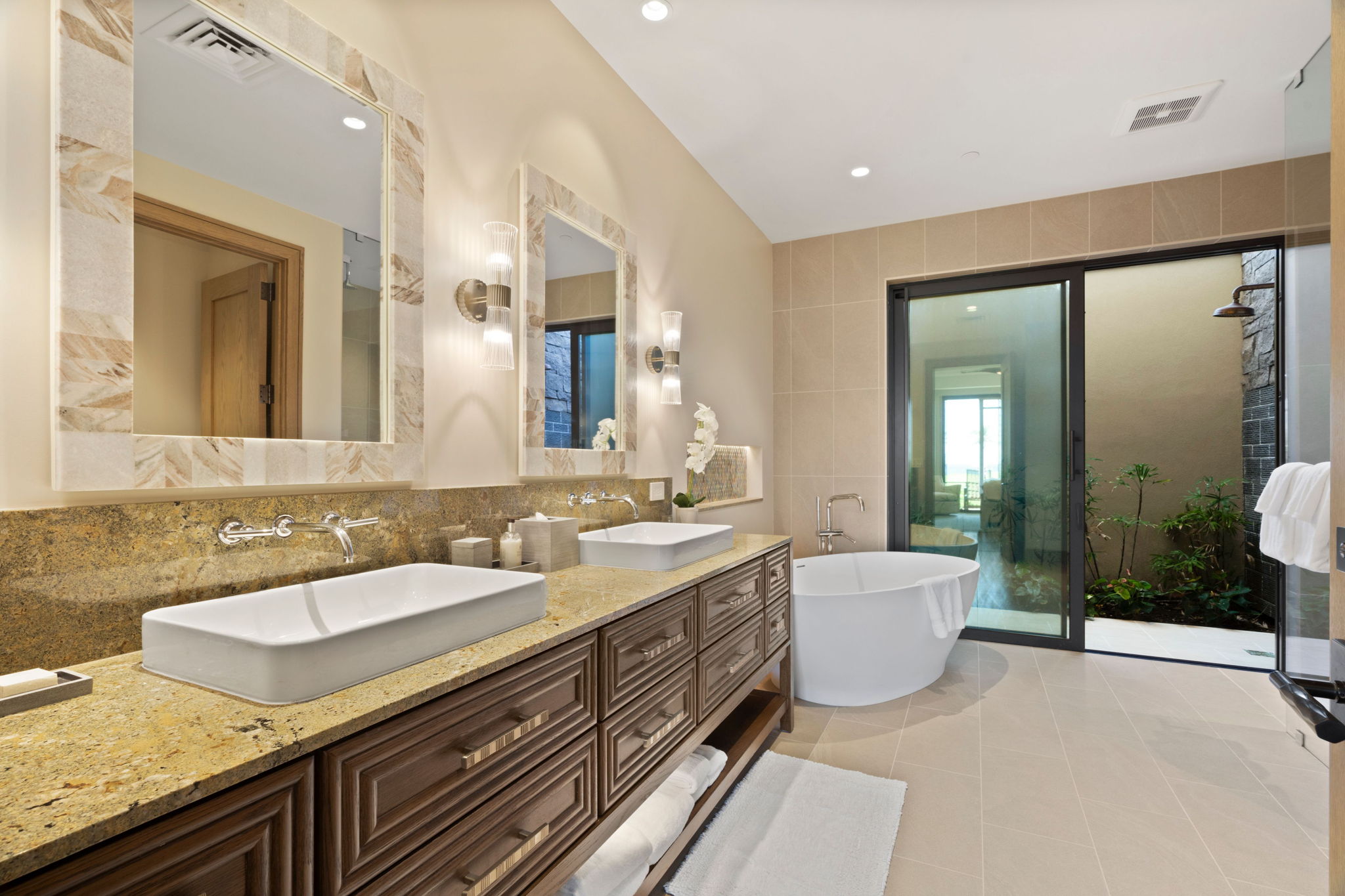 3770 Alaoli Way, Unit 3003 Lihue, HI 96766 - Photo 14 of 30 a spacious bathroom with a granite countertop sink a mirror and a shower