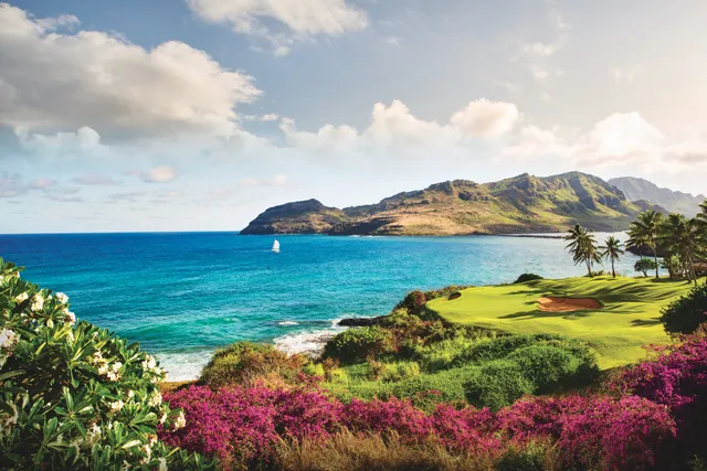 a view of a lake with a mountain in the background