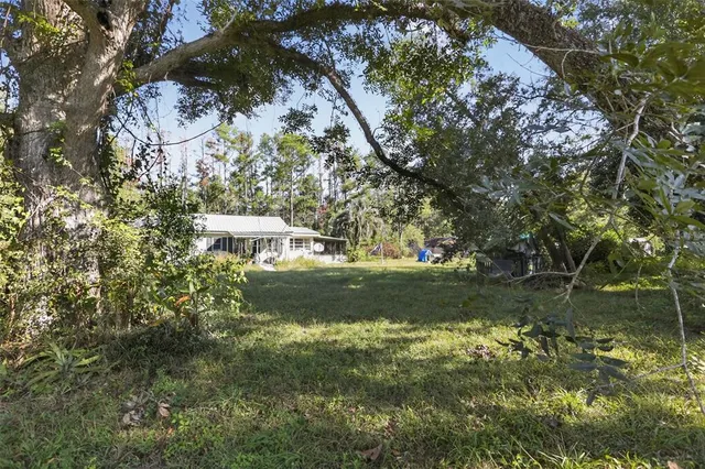a view of a yard in a yard