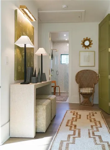 a bathroom with a sink and mirror