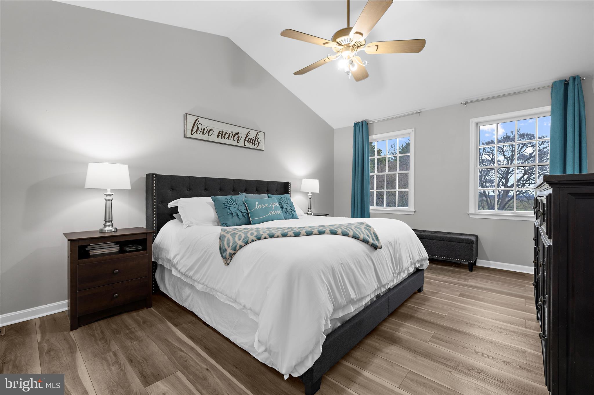 847 Stansbury Road Pylesville, MD 21132 - Photo 17 of 55 Primary Bedroom with vaulted ceiling and fan