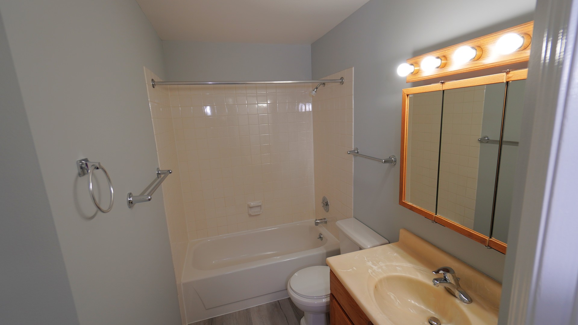 123 West Willowbrook Court, Unit 3 Schaumburg, IL 60195 - Photo 11 of 25 a bathroom with a granite countertop sink toilet and shower
