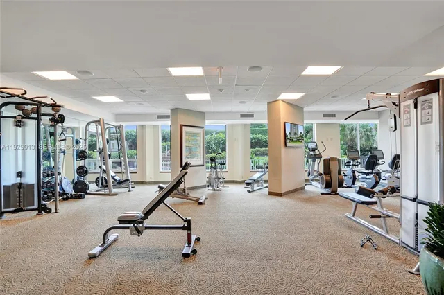 a view of a room with gym equipment