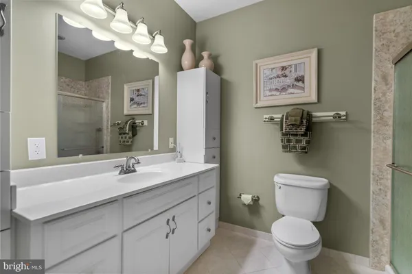 a bathroom with a toilet a sink and a large mirror