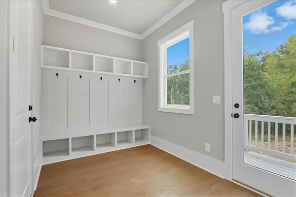 a view of staircase with white walls and white walls