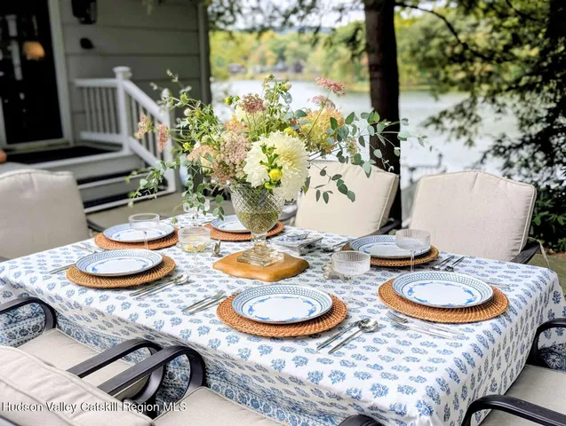 a table and chairs sitting on a dining table