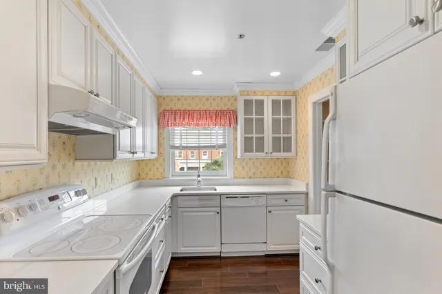 a kitchen with a sink stove and refrigerator