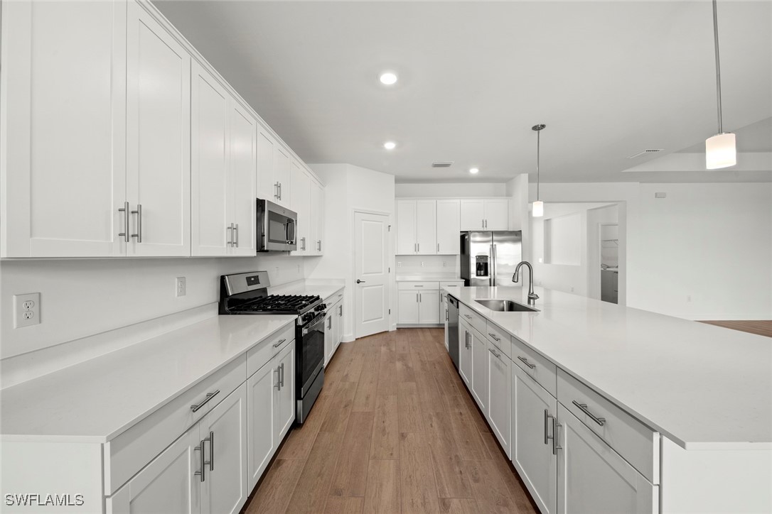 20446 Napa Loop Estero, FL 33928 - Photo 21 of 42 a large kitchen with stainless steel appliances sink a microwave and cabinets
