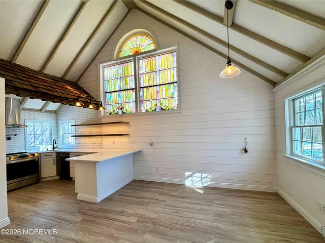 a view of kitchen and window