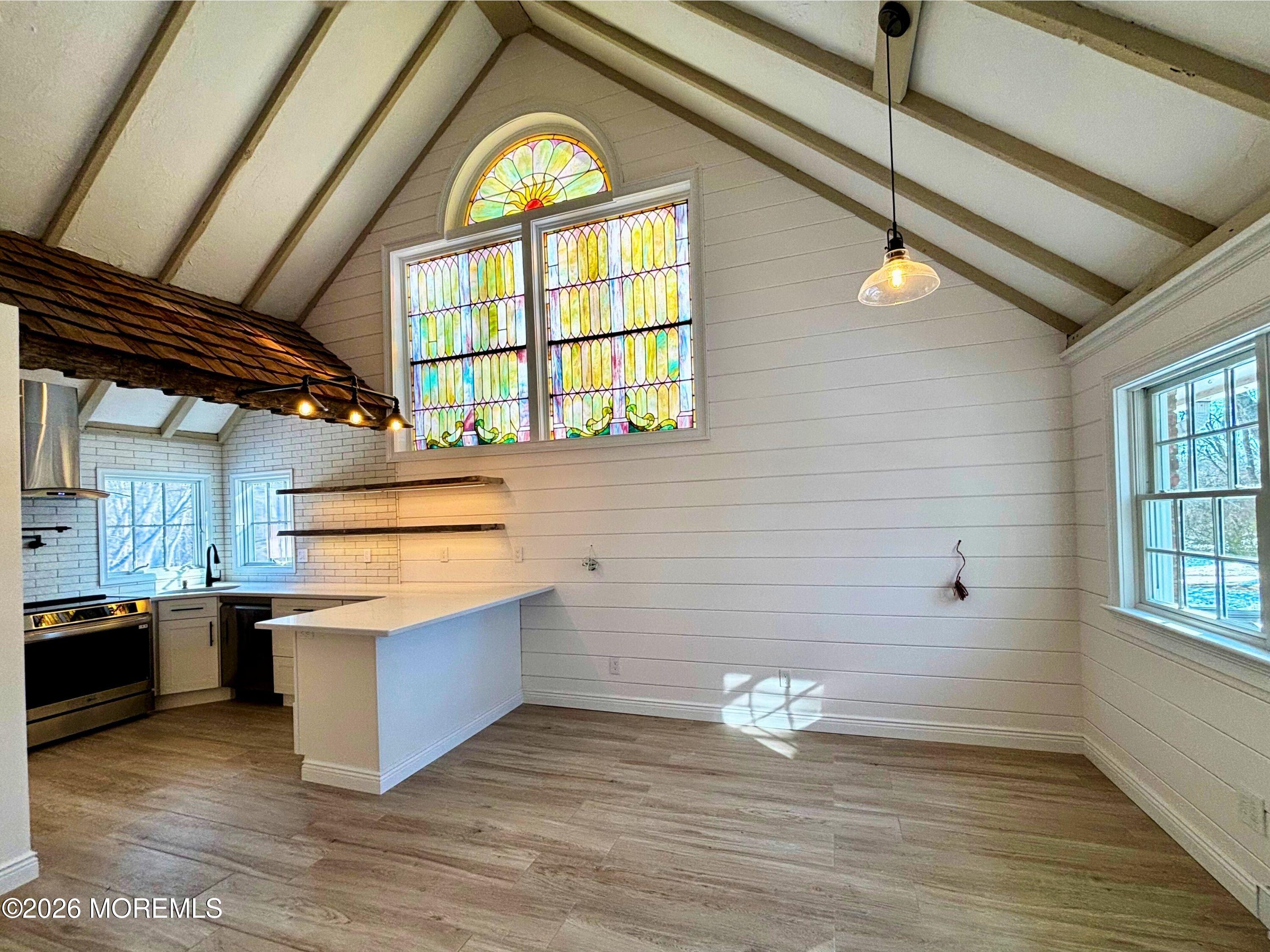 a view of kitchen and window