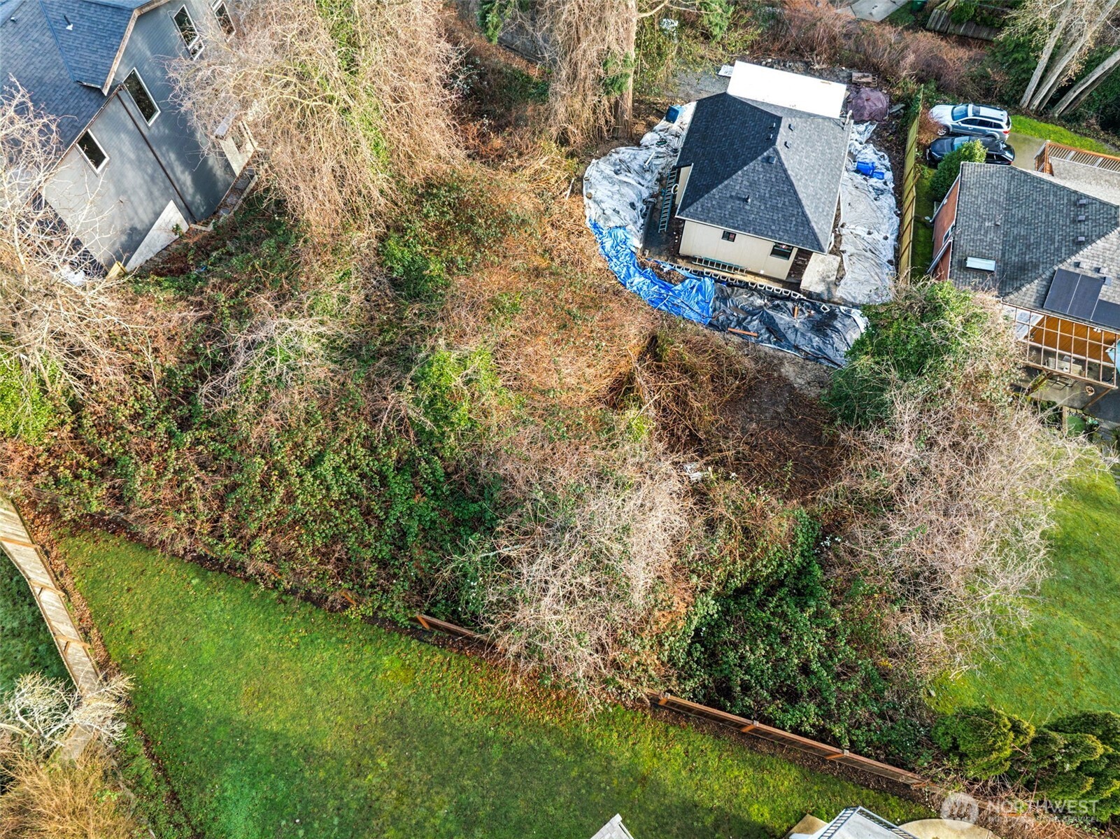 4019 Burton Place West Seattle, WA 98199 - Photo 17 of 18 an aerial view of a house with garden space and trees all around