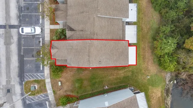 an aerial view of a house