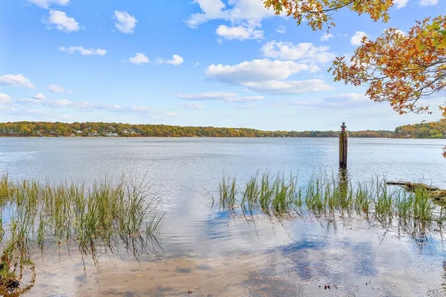 a view of a lake with a beach