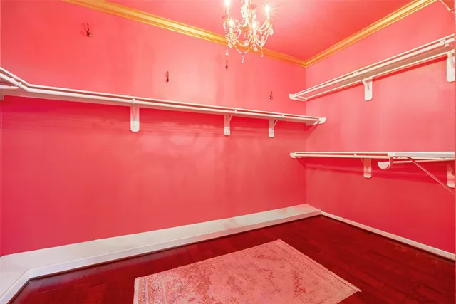 a view of a room with racks on the wall