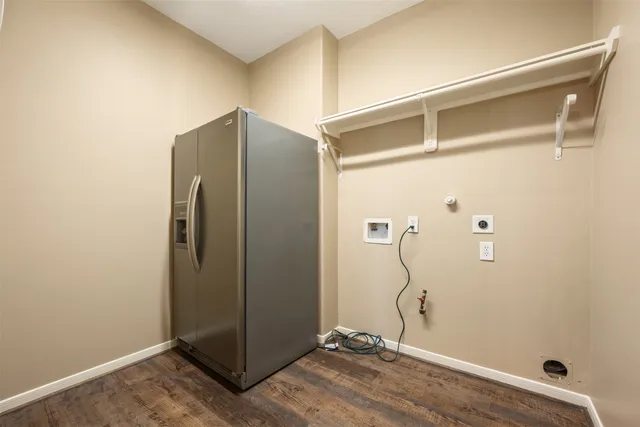 a room with a door and wooden door