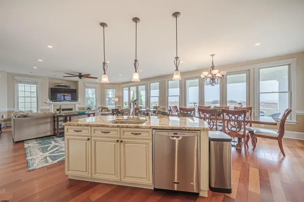 a kitchen with lots of counter top space