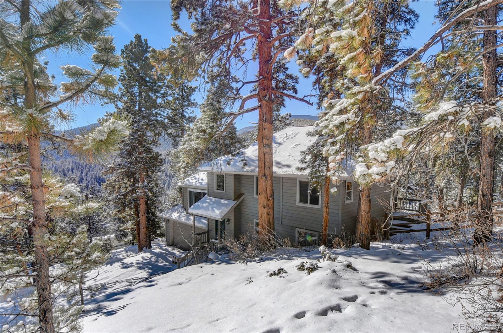 32787 Little Cub Road Evergreen, CO 80439 - Photo 36 of 40 a view of a backyard with large trees