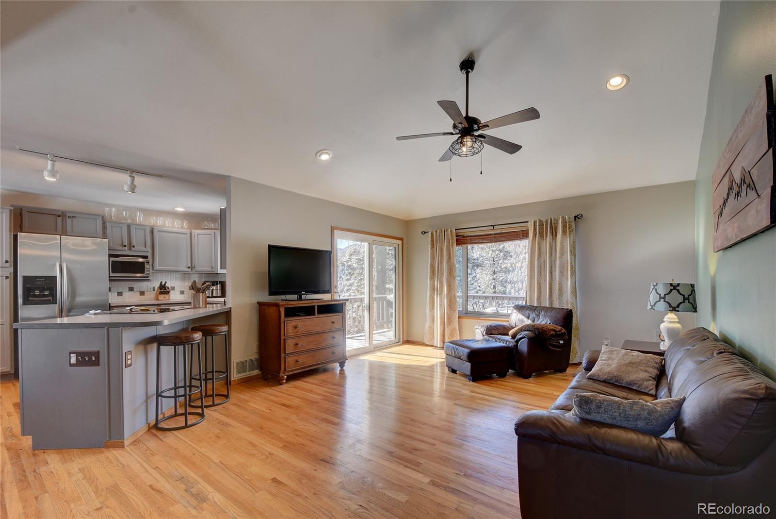 32787 Little Cub Road Evergreen, CO 80439 - Photo 10 of 40 a living room with furniture appliances and a flat screen tv