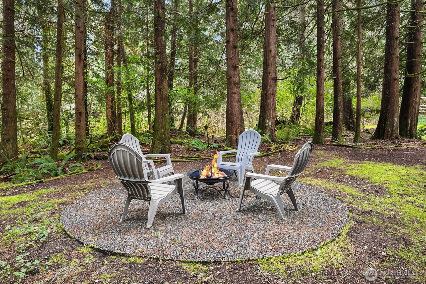16524 Mink Road Northeast Woodinville, WA 98077 - Photo 9 of 40 a view of a backyard with table and chairs potted plants and large tree