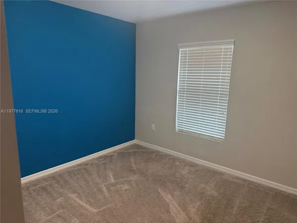 a view of a small space with a window